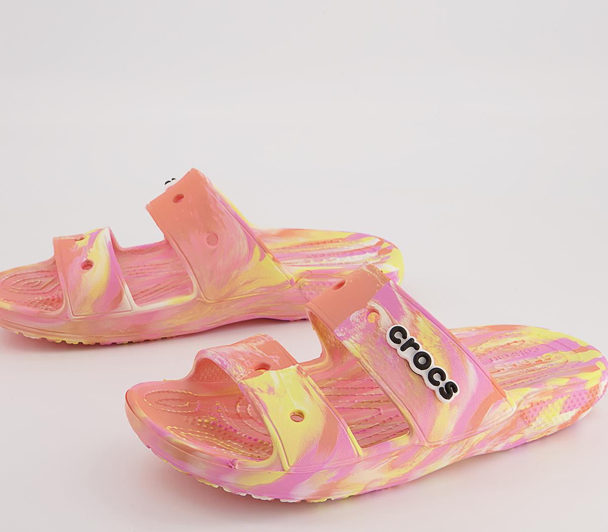 Crocs Classic 2 Strap Sandals Crocs Classic 2 Strap Sandals Papaya Multi Marble