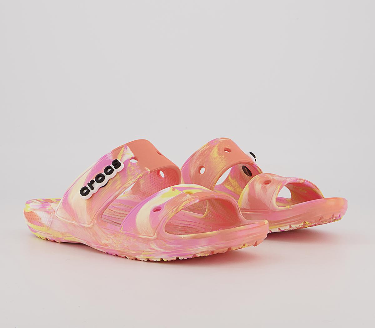 Crocs Classic 2 Strap Sandals Crocs Classic 2 Strap Sandals Papaya Multi Marble