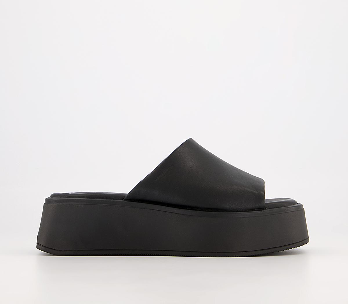Courtney Slides 2 Black Mixed Material