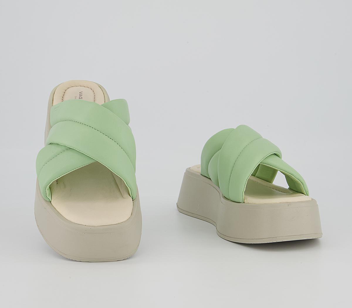 tan cross strap sliders