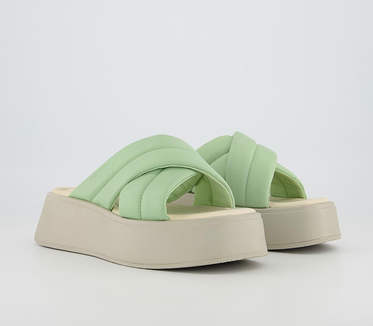 tan cross strap sliders
