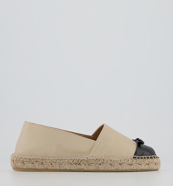 Office Foal Bow Toe Cap Espadrilles Nude And Black Leather Mix