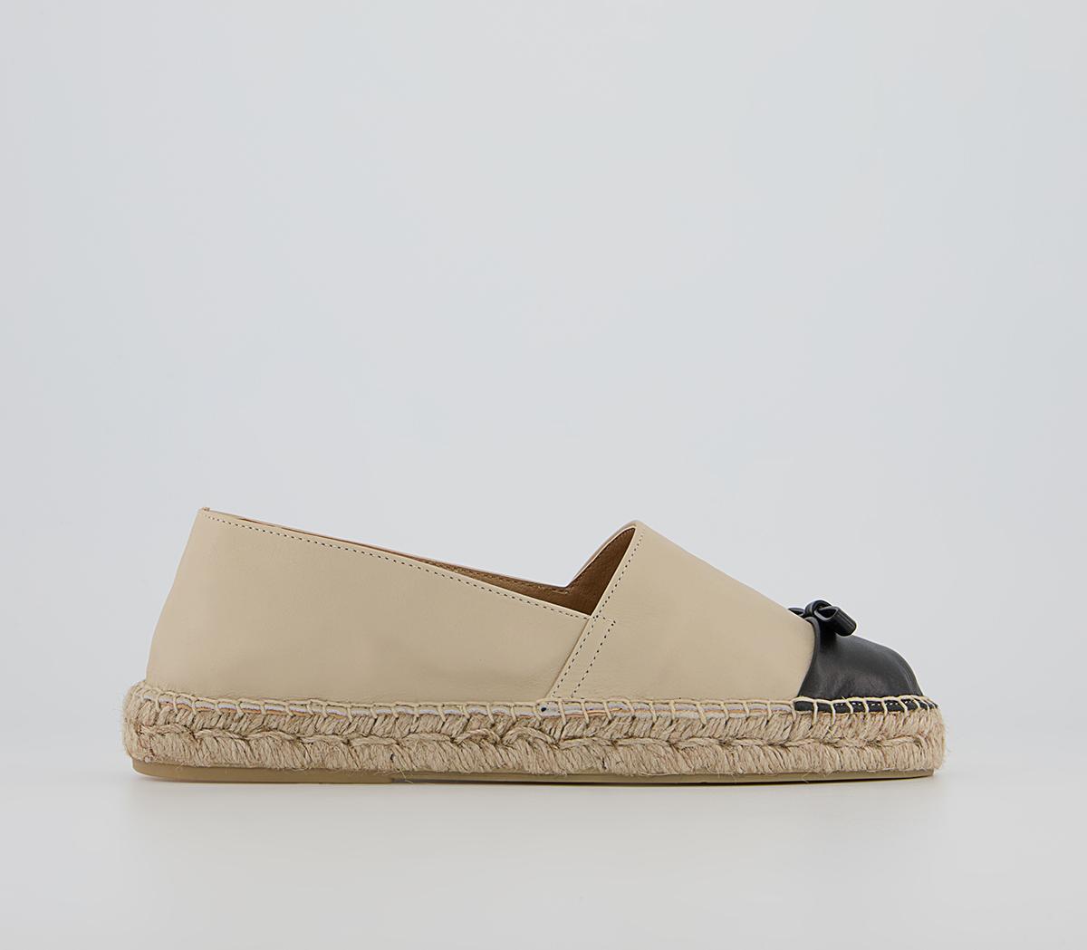 Office Foal Bow Toe Cap Espadrilles Nude And Black Leather Mix - Women ...