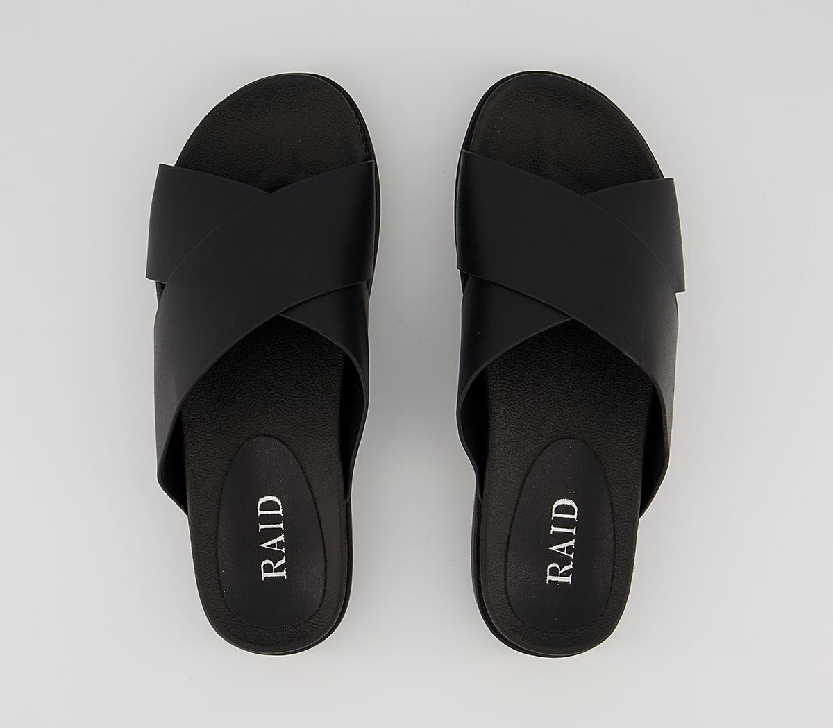 Raid Ainsley Cross Strap Slides Raid Ainsley Cross Strap Slides Black