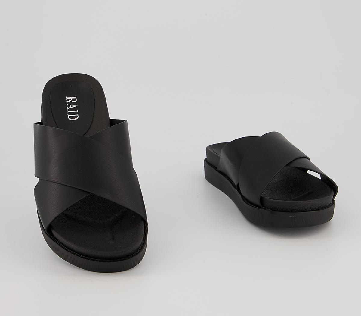 Raid Ainsley Cross Strap Slides Raid Ainsley Cross Strap Slides Black