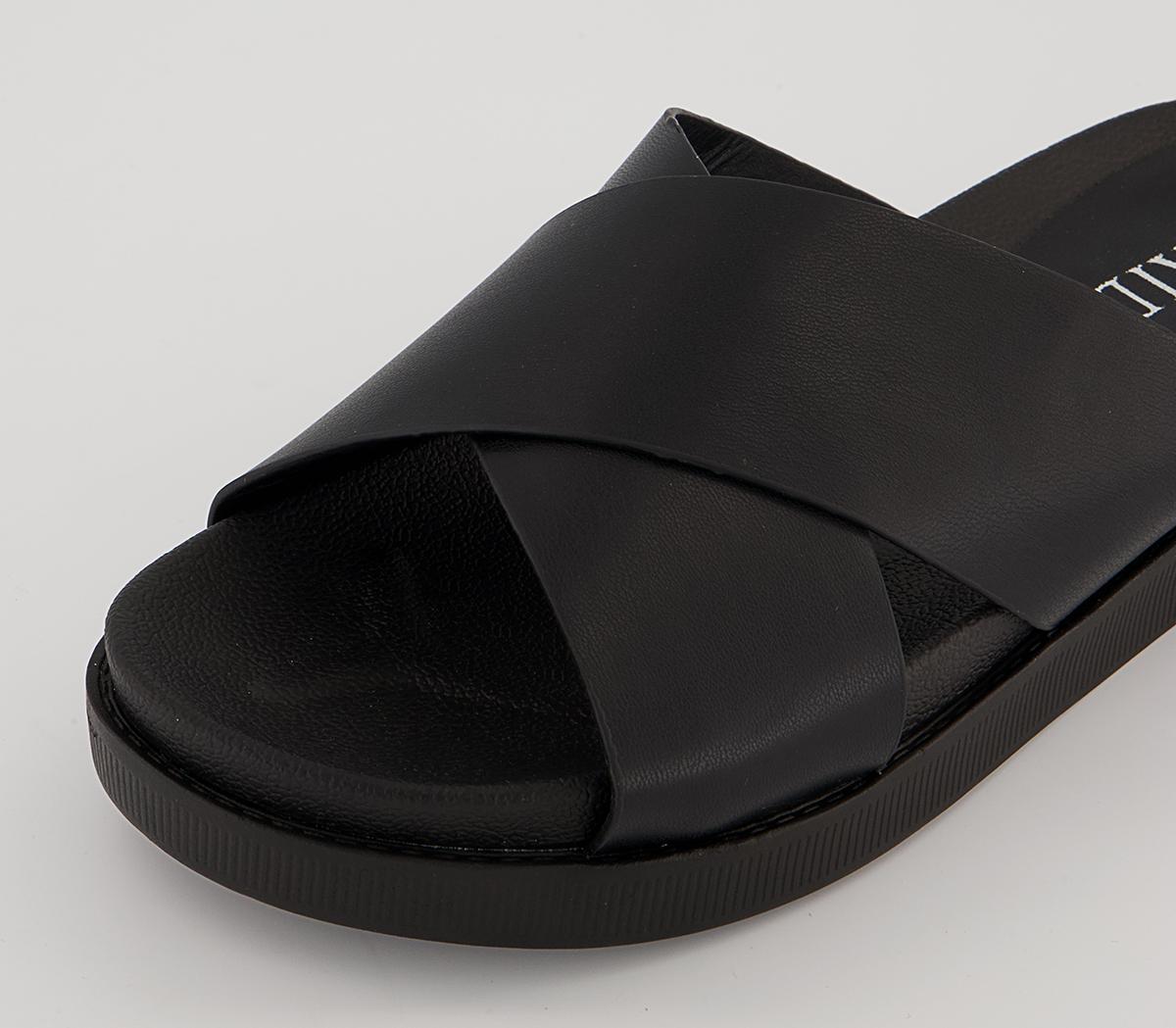 Raid Ainsley Cross Strap Slides Black - Women’s Sandals