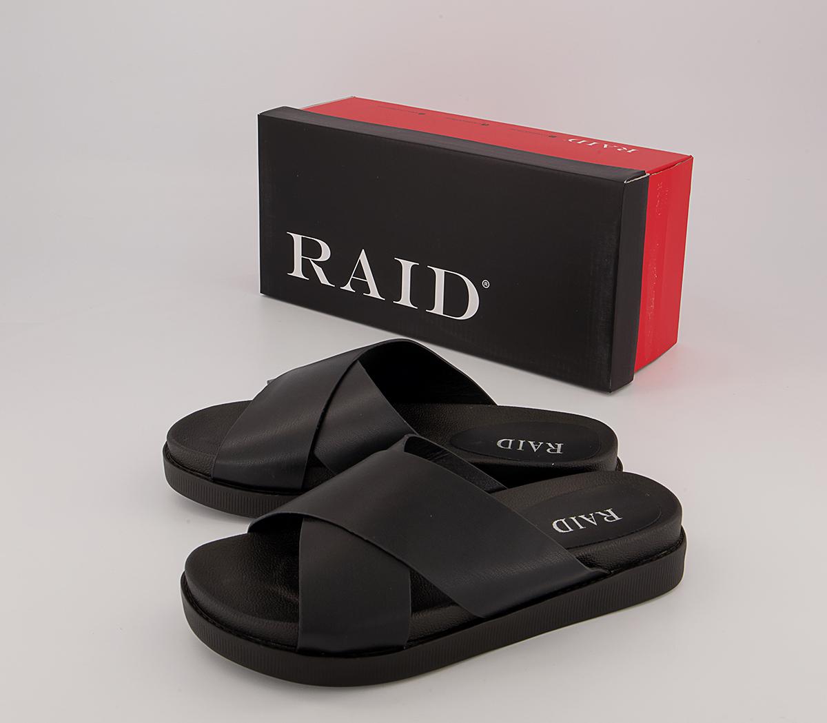 Raid Ainsley Cross Strap Slides Raid Ainsley Cross Strap Slides Black
