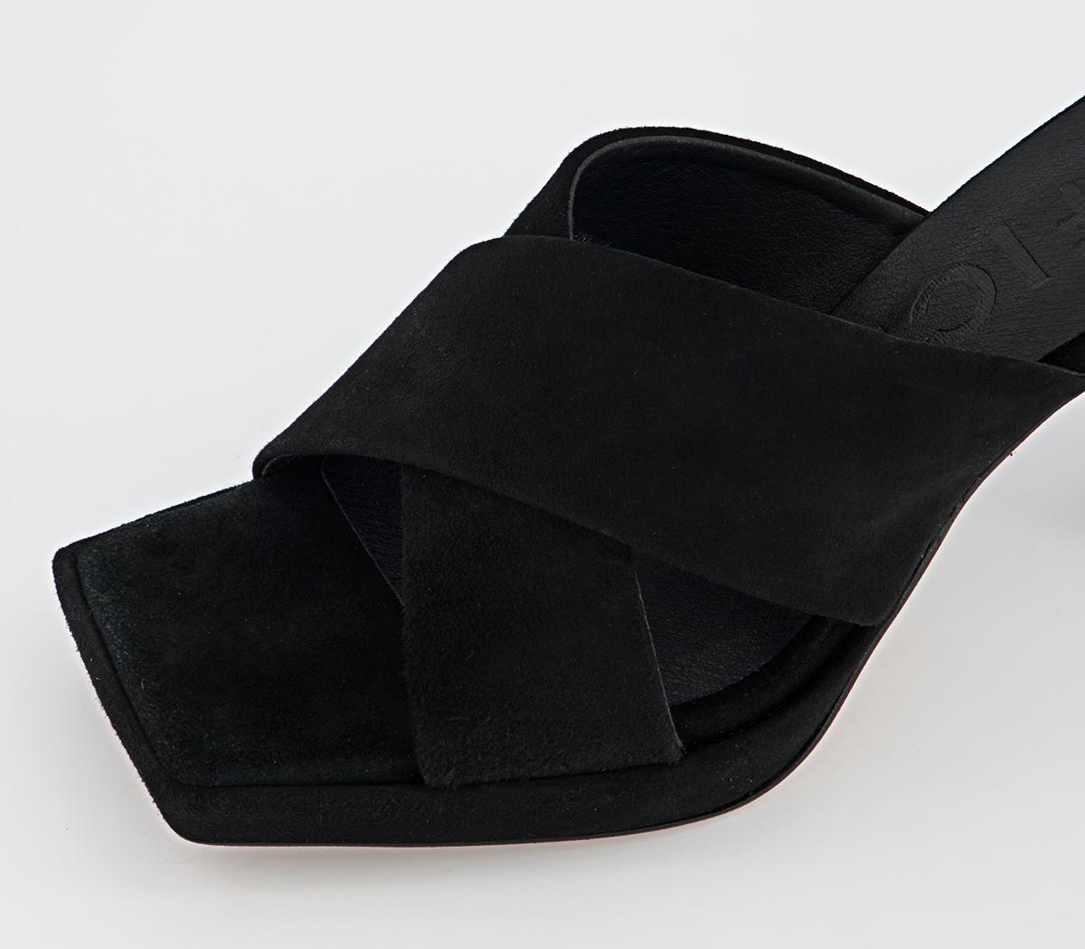 Office Houston Cross Strap Mule Platforms Office Houston Cross Strap Mule Platforms Black Suede