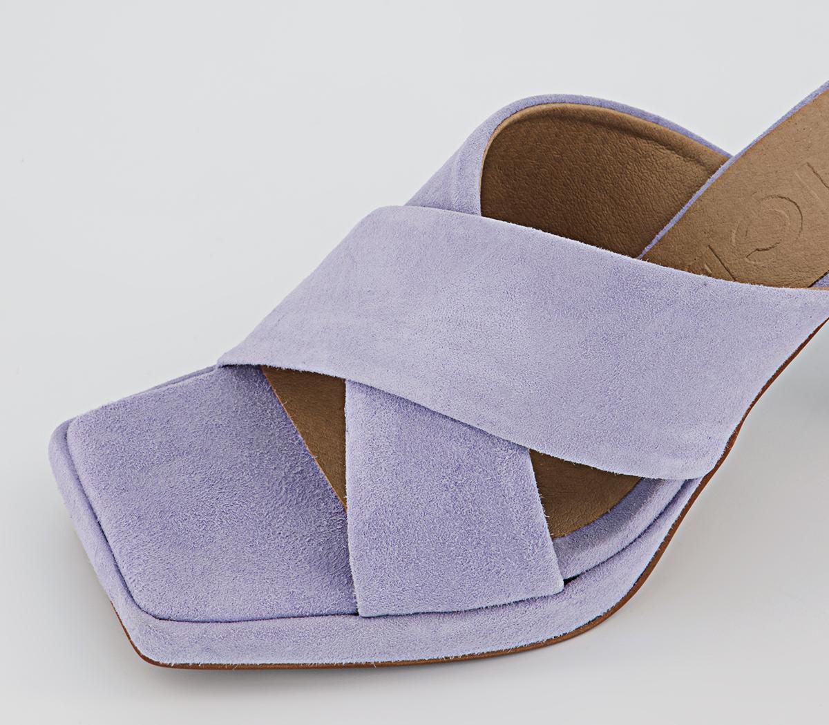 OFFICE Houston Cross Strap Mule Platforms Lilac Suede - Heels