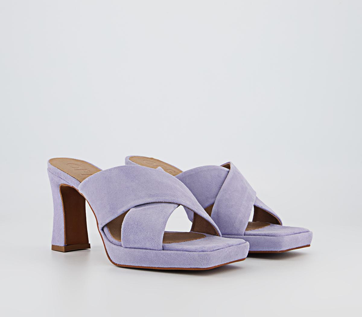 Office Houston Cross Strap Mule Platforms Office Houston Cross Strap Mule Platforms Lilac Suede