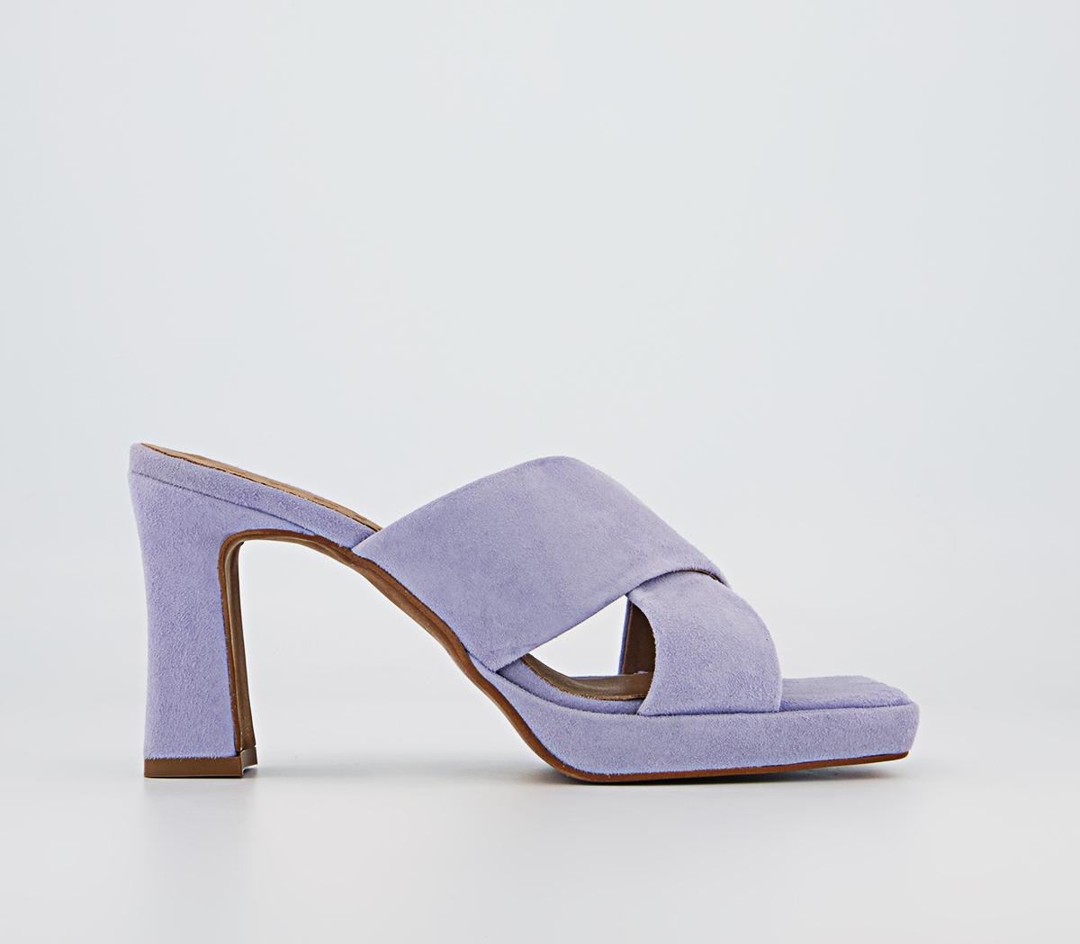 Office Houston Cross Strap Mule Platforms Office Houston Cross Strap Mule Platforms Lilac Suede