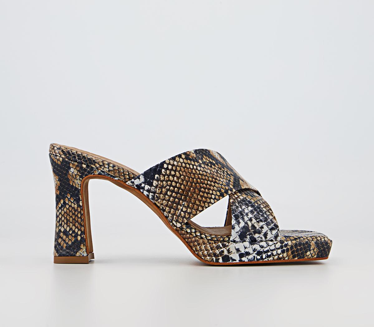 OfficeHouston Cross Strap Mule Platforms OfficeHouston Cross Strap Mule PlatformsSnake Leather