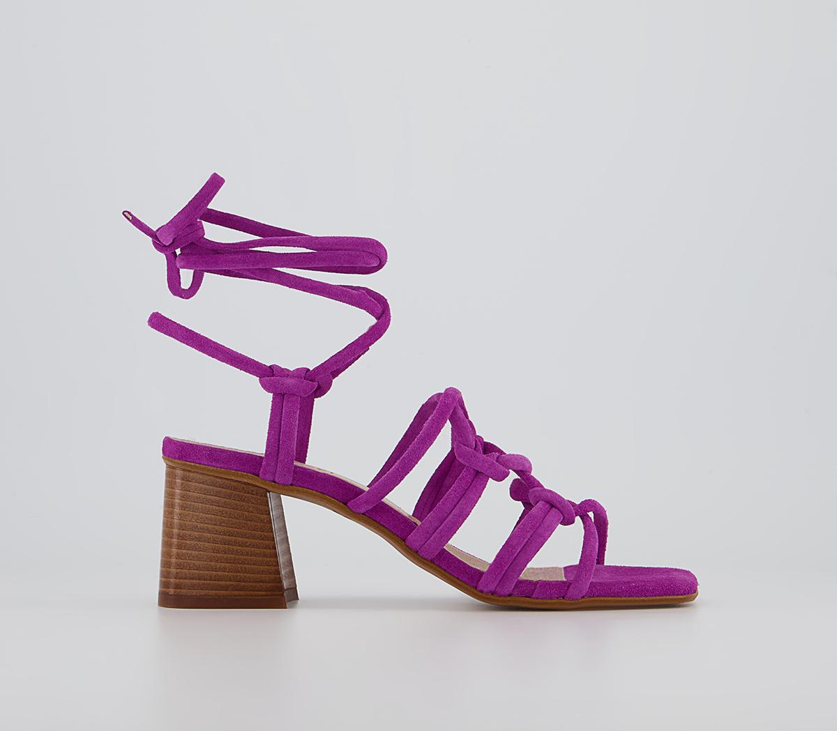 OfficeMally Tie Up Block Heels OfficeMally Tie Up Block HeelsPink Suede