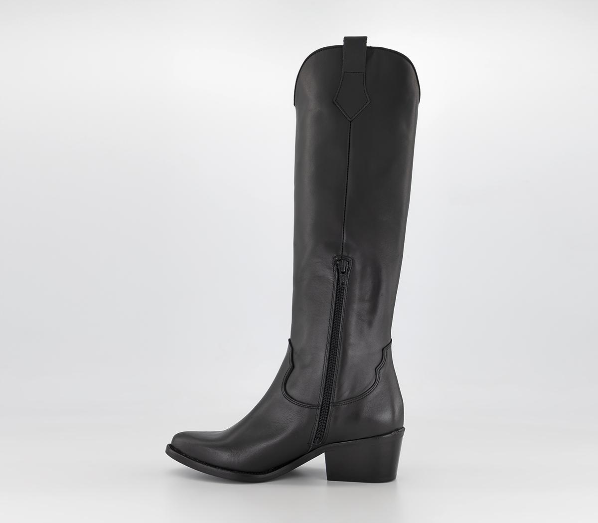 OFFICEKentucky Western Knee BootsBlack Leather
