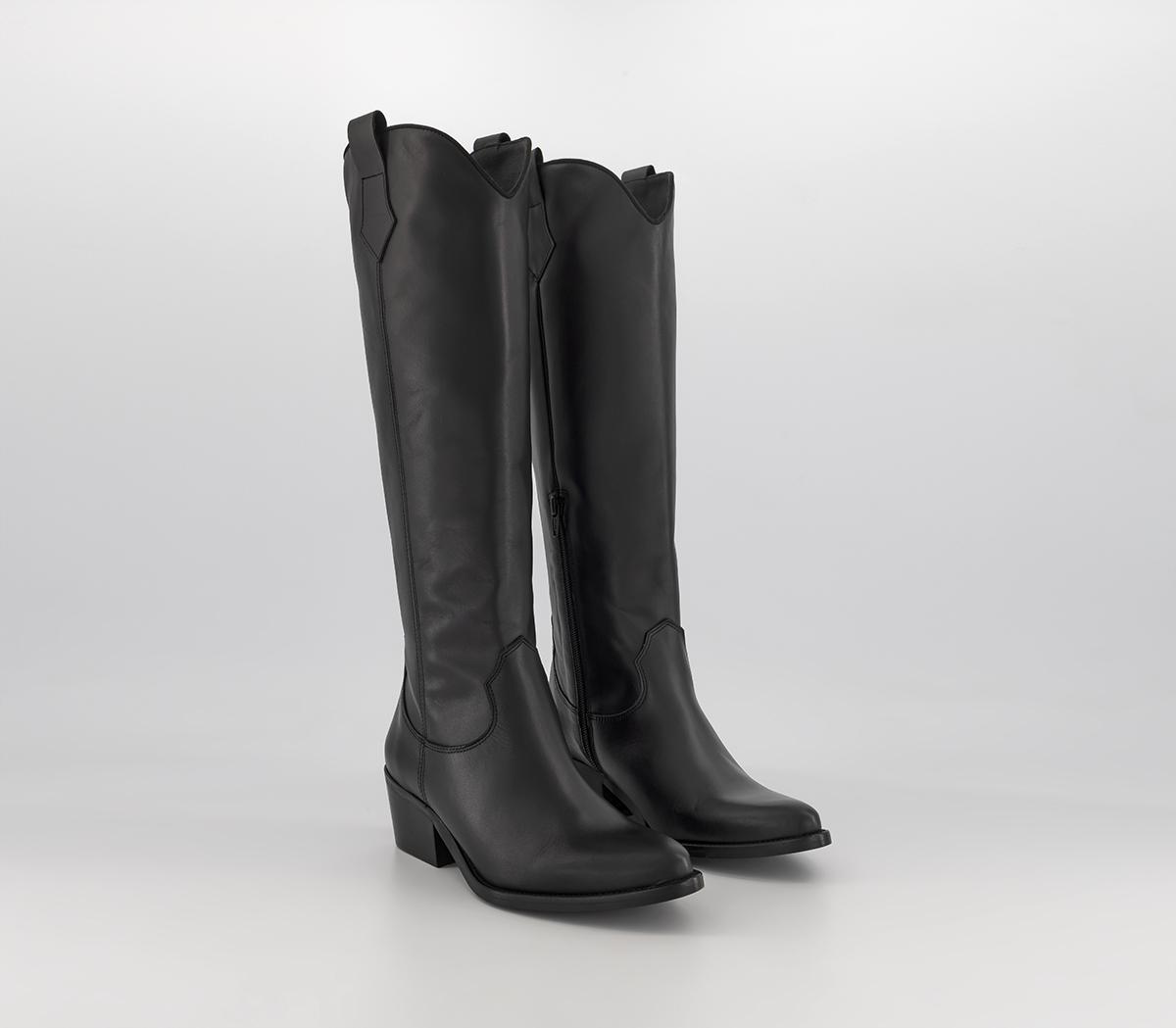 OFFICEKentucky Western Knee BootsBlack Leather