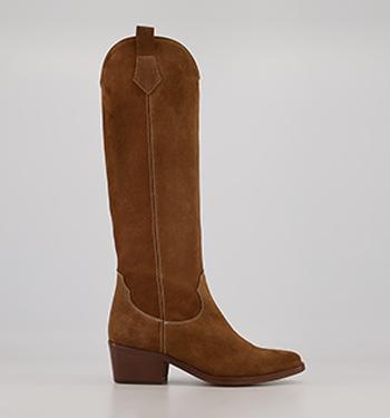 ladies tan suede knee high boots