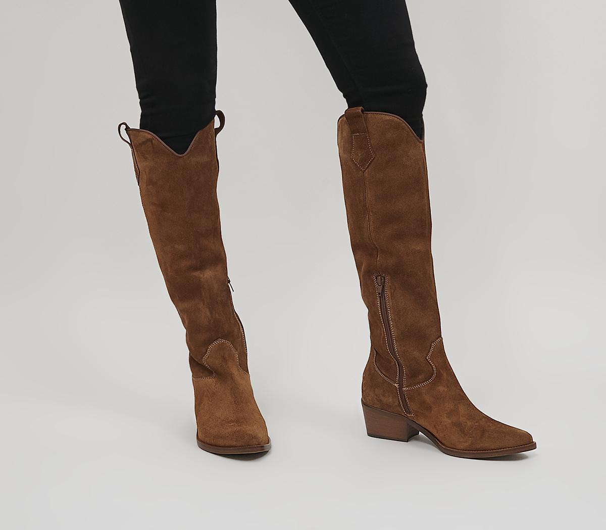 Brown suede hotsell knee boots uk