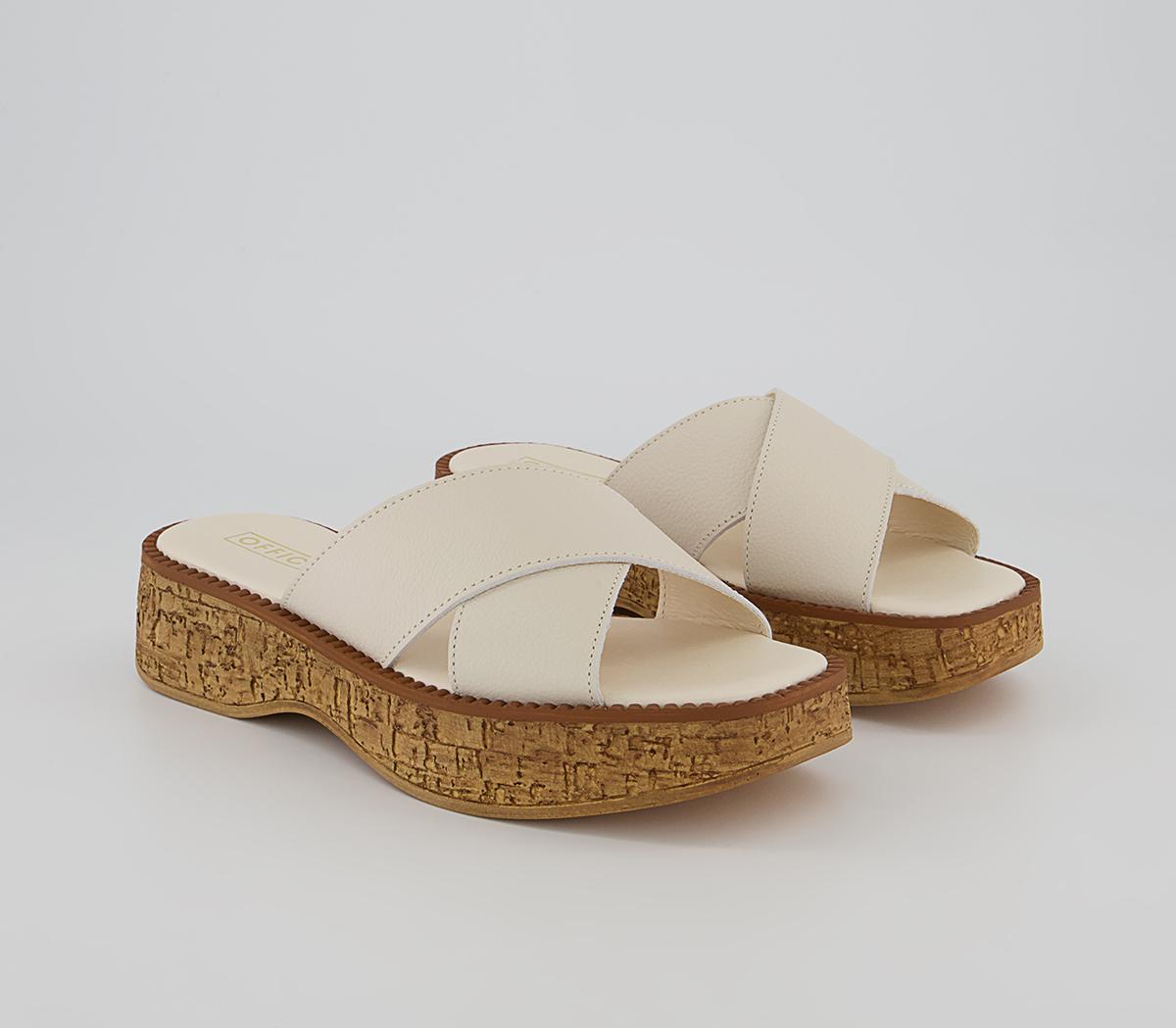 Office Morag Cork Cross Strap Sandals Office Morag Cork Cross Strap Sandals Off White Leather