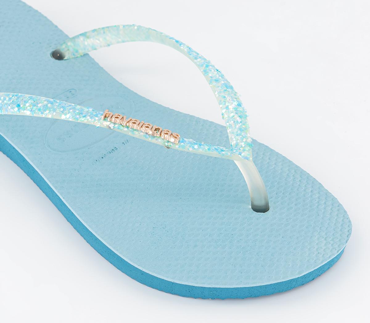 Havaianas Slim Glitter Flourish Flip Flops Nautical Blue Women’s Sandals