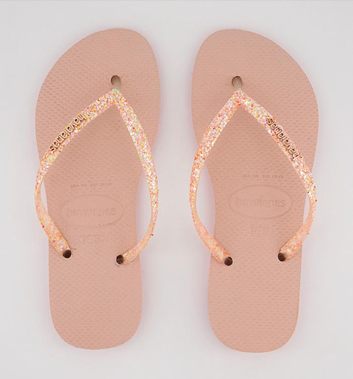Havaianas Slim Glitter Flourish Flip Flops Macaron Pink