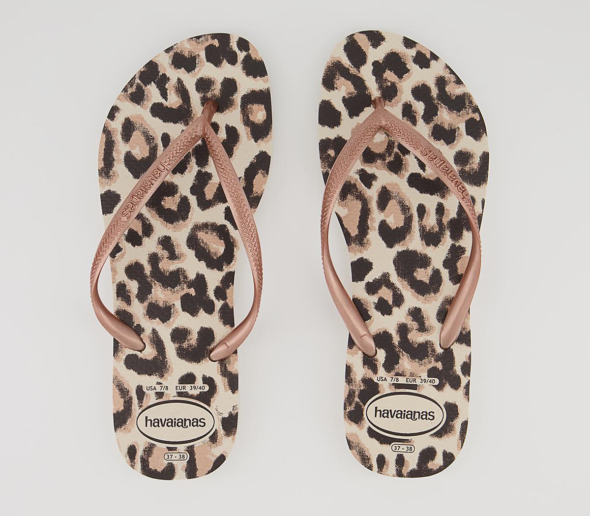 Havaianas Slim Animal Flip Flops Havaianas Slim Animal Flip Flops Beige Rose Gold Brown