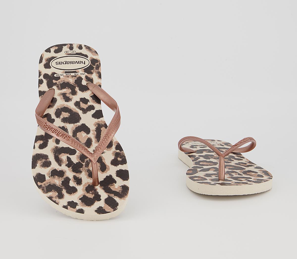 Havaianas Slim Animal Flip Flops Havaianas Slim Animal Flip Flops Beige Rose Gold Brown