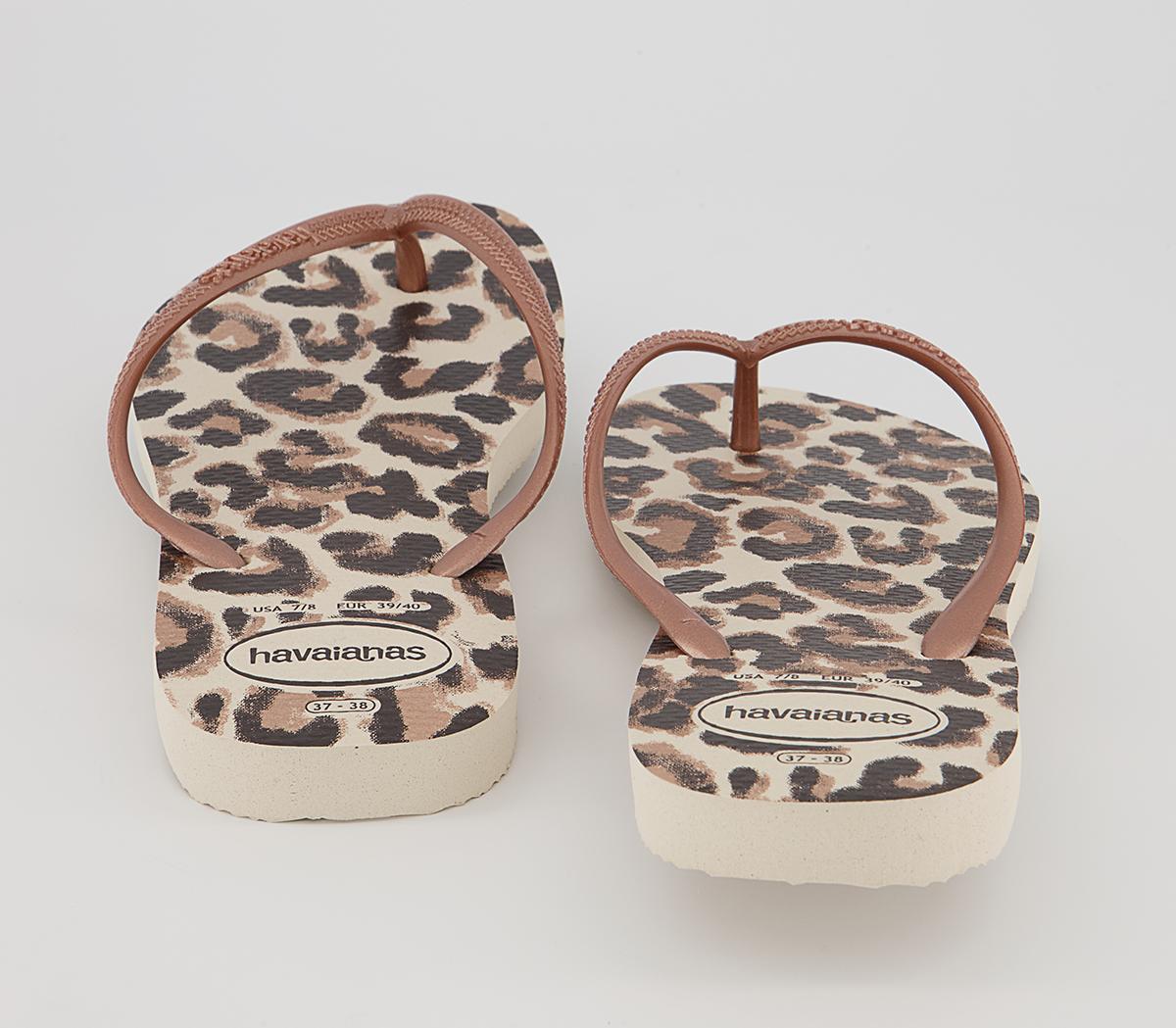 Havaianas Slim Animal Flip Flops Havaianas Slim Animal Flip Flops Beige Rose Gold Brown