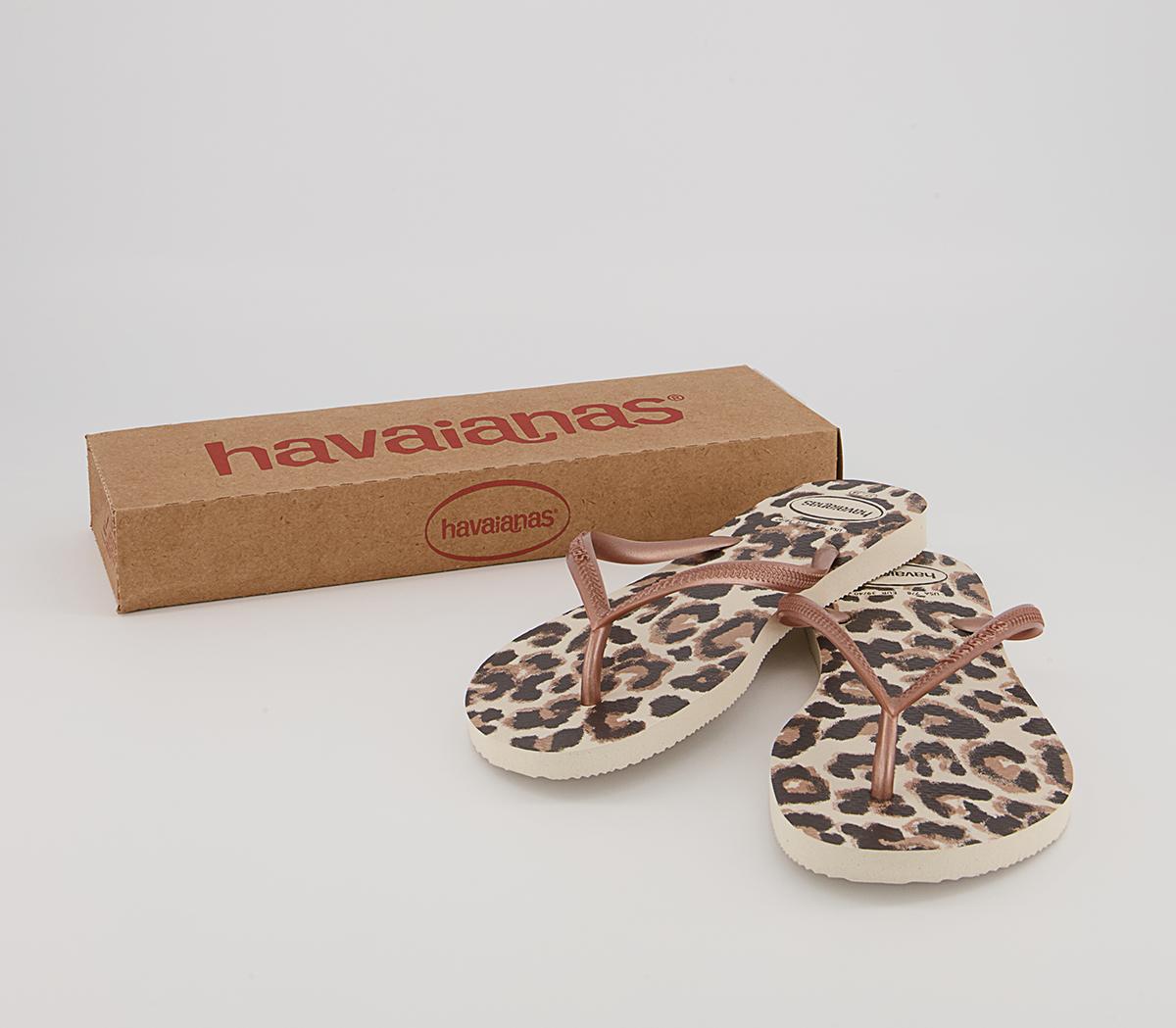 Havaianas Slim Animal Flip Flops Havaianas Slim Animal Flip Flops Beige Rose Gold Brown