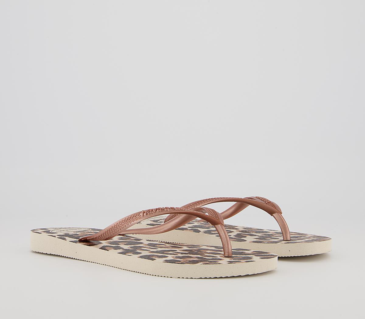 Havaianas Slim Animal Flip Flops Havaianas Slim Animal Flip Flops Beige Rose Gold Brown