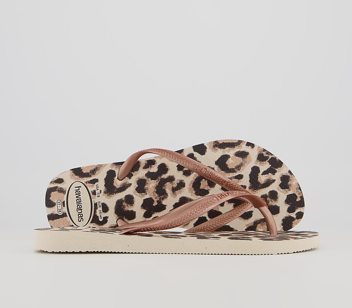 Havaianas Slim Animal Flip Flops Havaianas Slim Animal Flip Flops Beige Rose Gold Brown