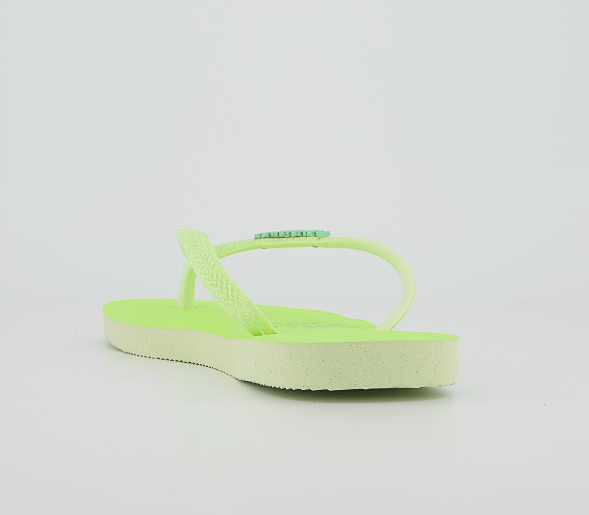 Havaianas Slim Glitter Neon Flip Flops Havaianas Slim Glitter Neon Flip Flops Lime Green