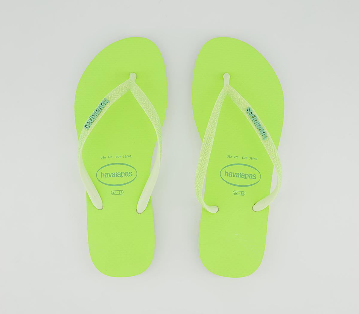 Havaianas Slim Glitter Neon Flip Flops Havaianas Slim Glitter Neon Flip Flops Lime Green