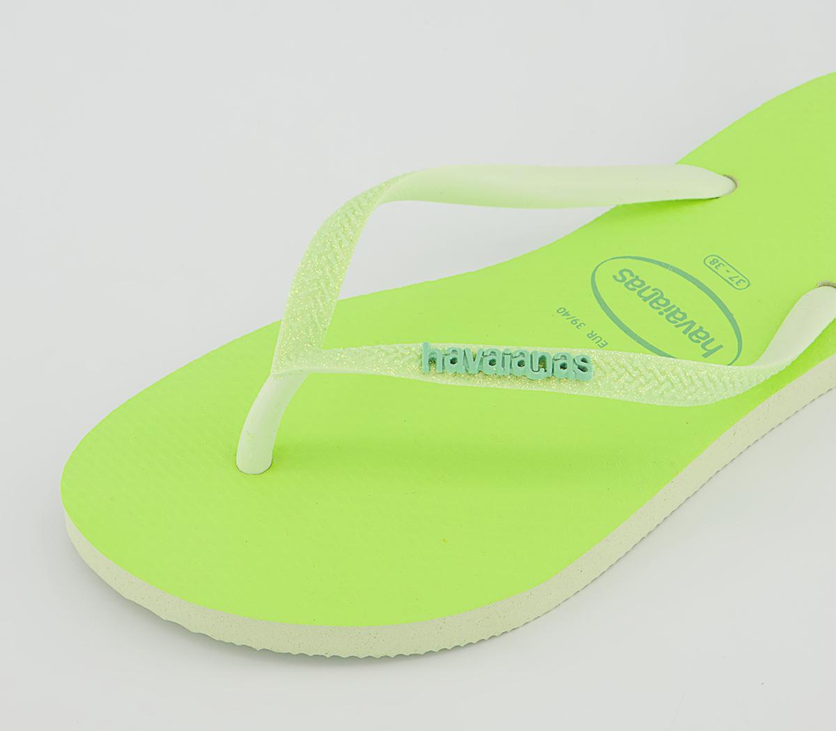 Havaianas Slim Glitter Neon Flip Flops Havaianas Slim Glitter Neon Flip Flops Lime Green