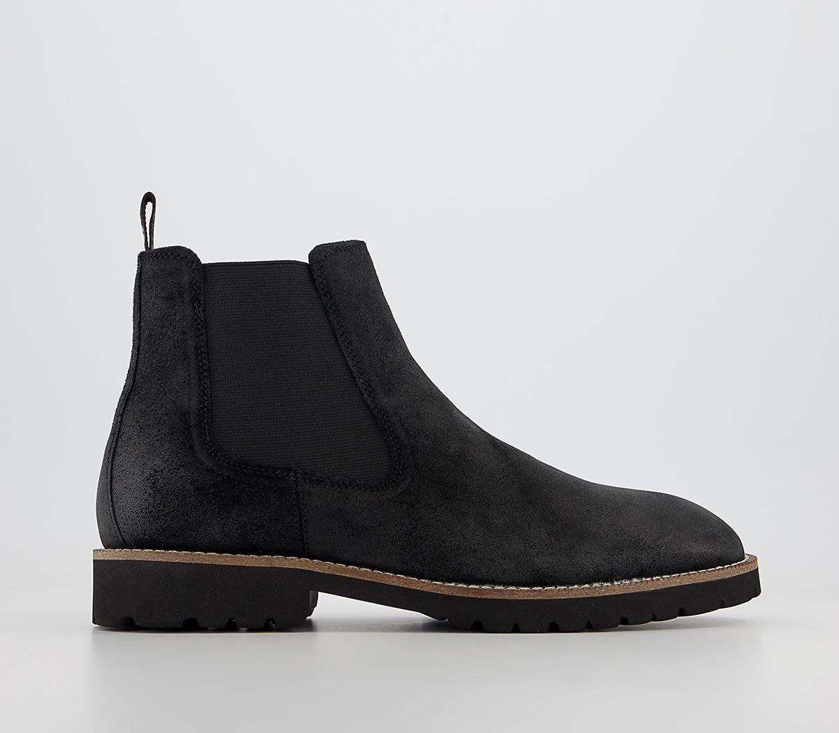 Barrow Cleated Sole Chelsea Boots Black Waxed