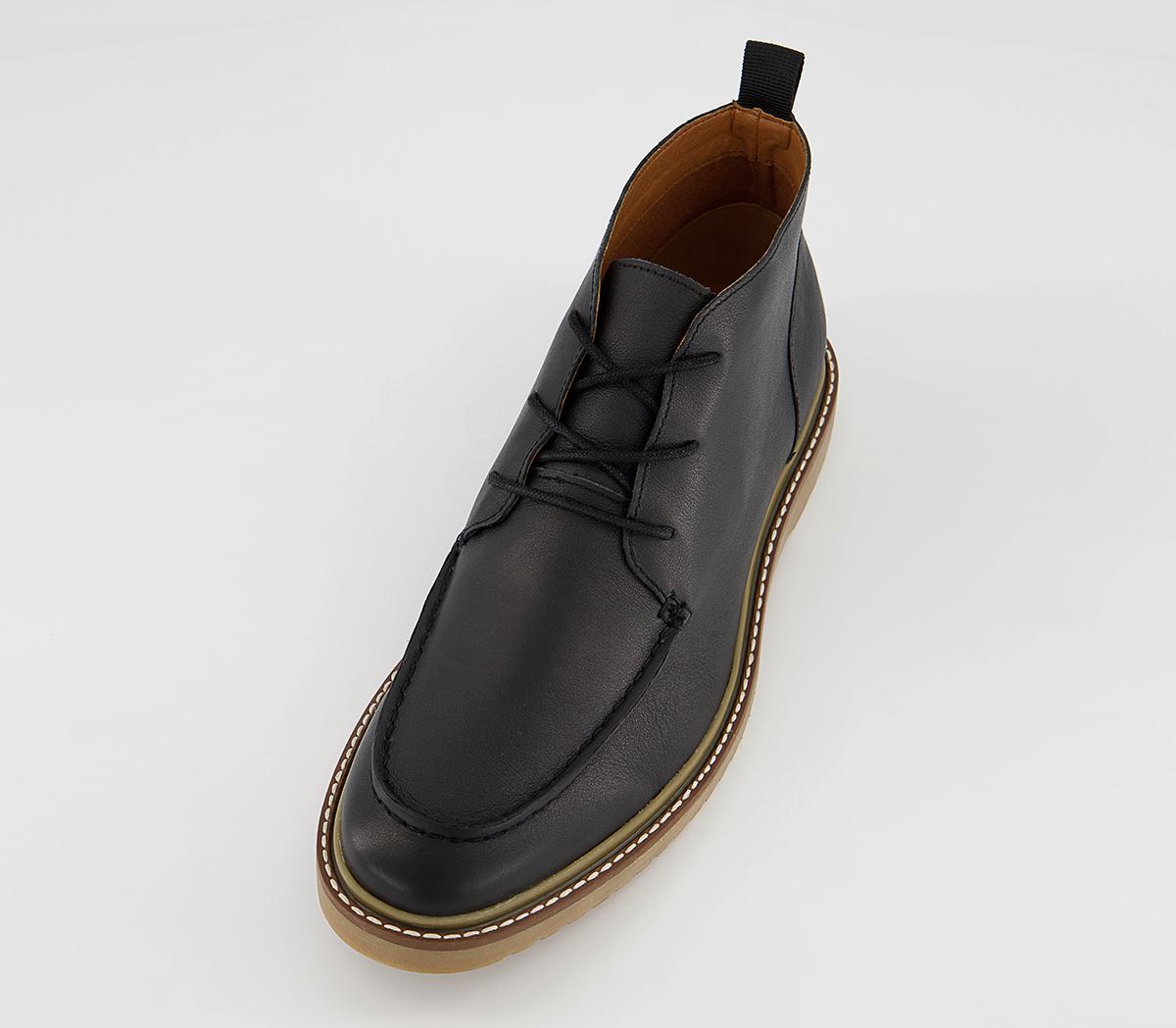 OFFICE Beckford Apron Front Wedge Boots OFFICE Beckford Apron Front Wedge Boots Black Leather