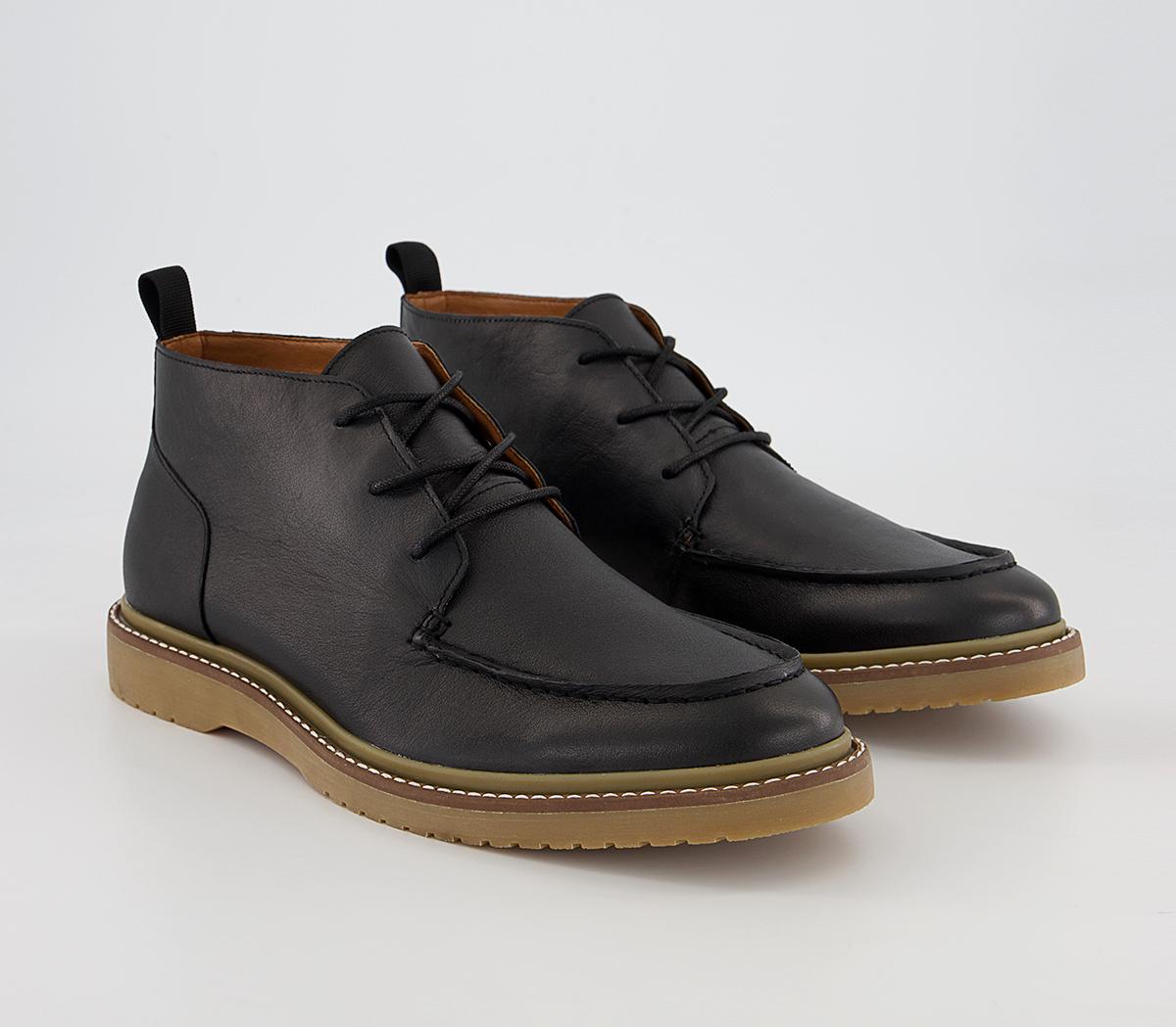 OFFICE Beckford Apron Front Wedge Boots OFFICE Beckford Apron Front Wedge Boots Black Leather