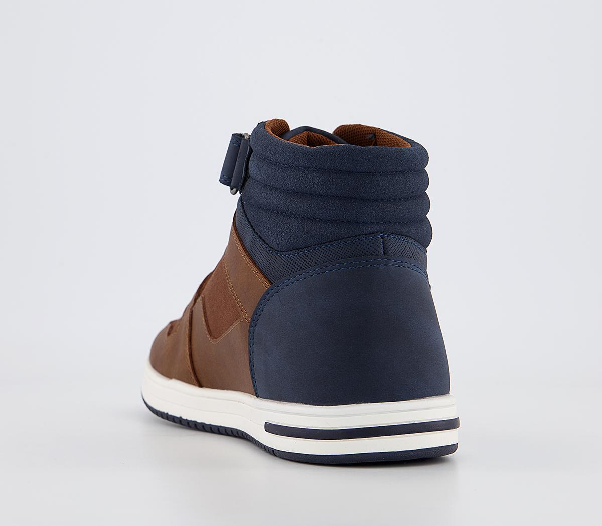 OFFICEChilton Mid Top Strap Sneakers OFFICEChilton Mid Top Strap SneakersTan Navy