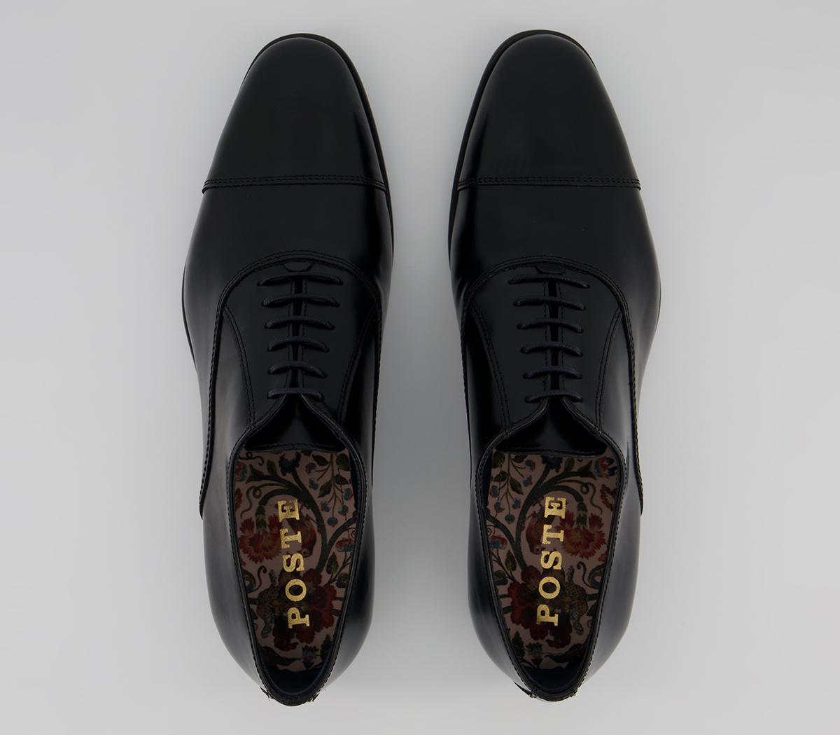 Poste Penrife Oxford Toecap Shoes Poste Penrife Oxford Toecap Shoes Black Leather