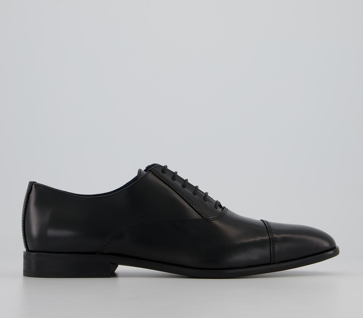 Poste Penrife Oxford Toecap Shoes Black Leather - Men’s Smart Shoes