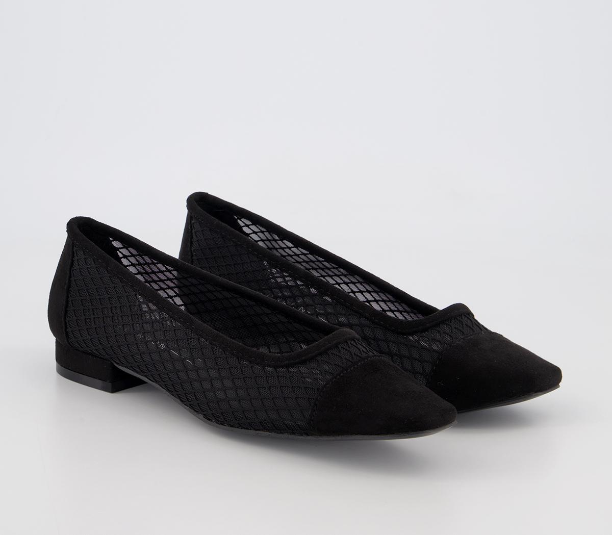 OFFICE Famous Mesh Ballerina Shoes Black - Flat Shoes for Women