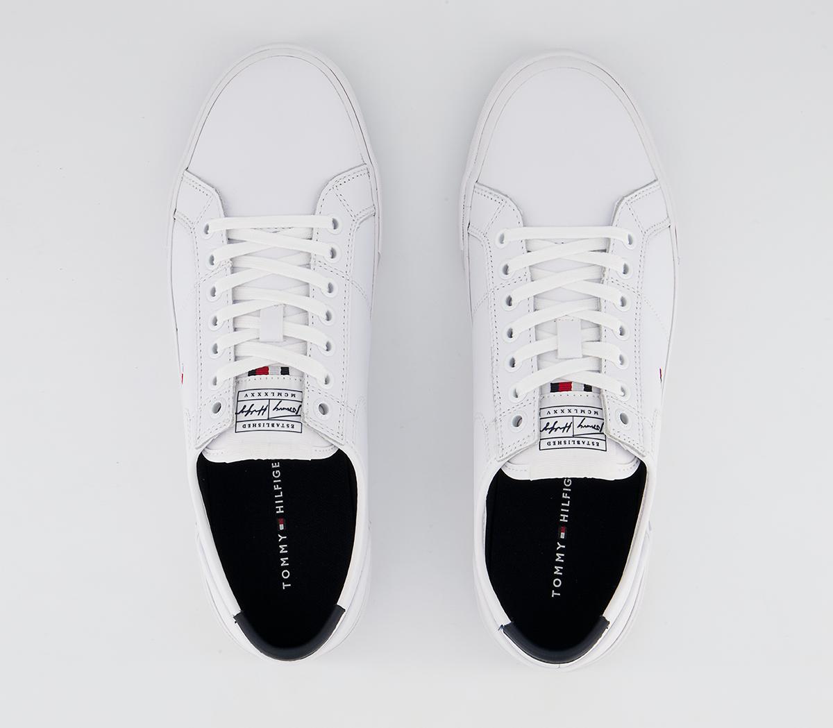 Tommy Hilfiger Corporate Leather Vulc Trainers Tommy Hilfiger Corporate Leather Vulc Trainers White