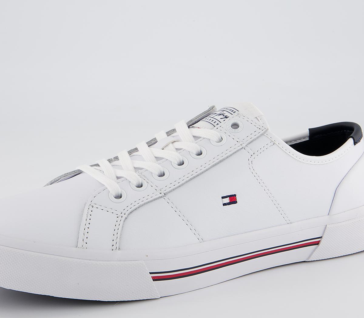 Tommy Hilfiger Corporate Leather Vulc Trainers Tommy Hilfiger Corporate Leather Vulc Trainers White