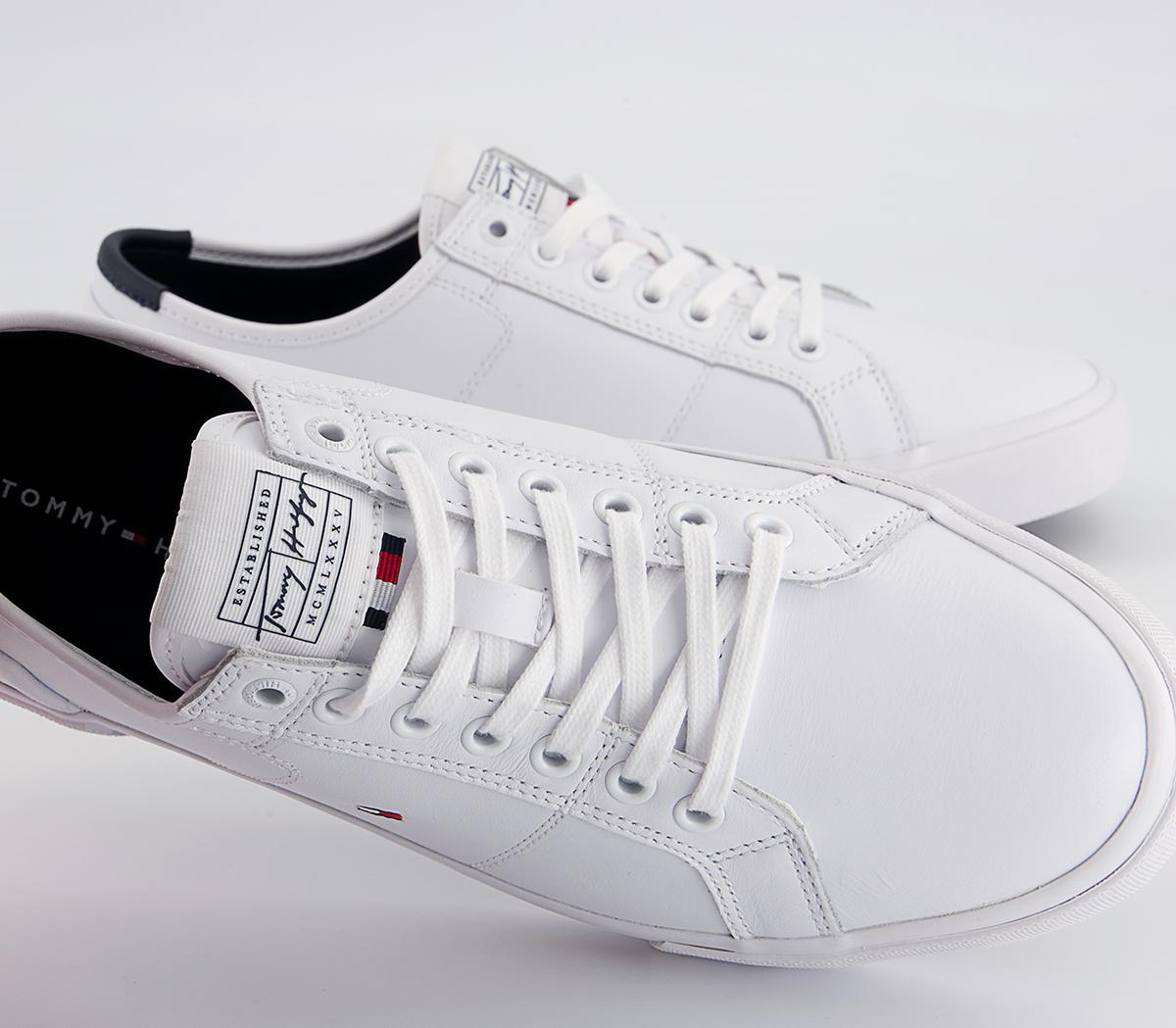 Tommy Hilfiger Corporate Leather Vulc Trainers Tommy Hilfiger Corporate Leather Vulc Trainers White