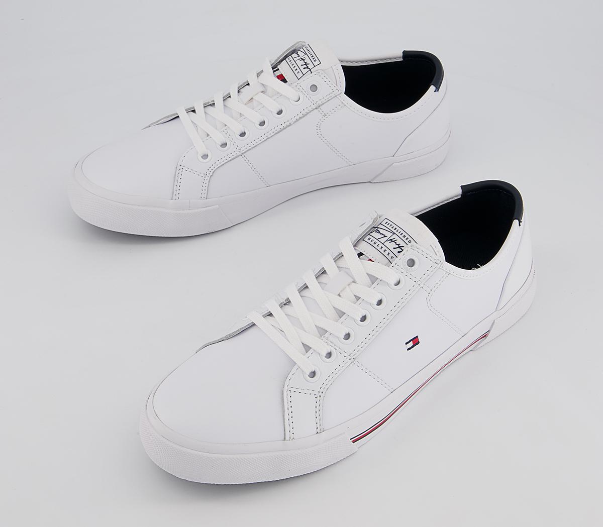 Tommy Hilfiger Corporate Leather Vulc Trainers Tommy Hilfiger Corporate Leather Vulc Trainers White