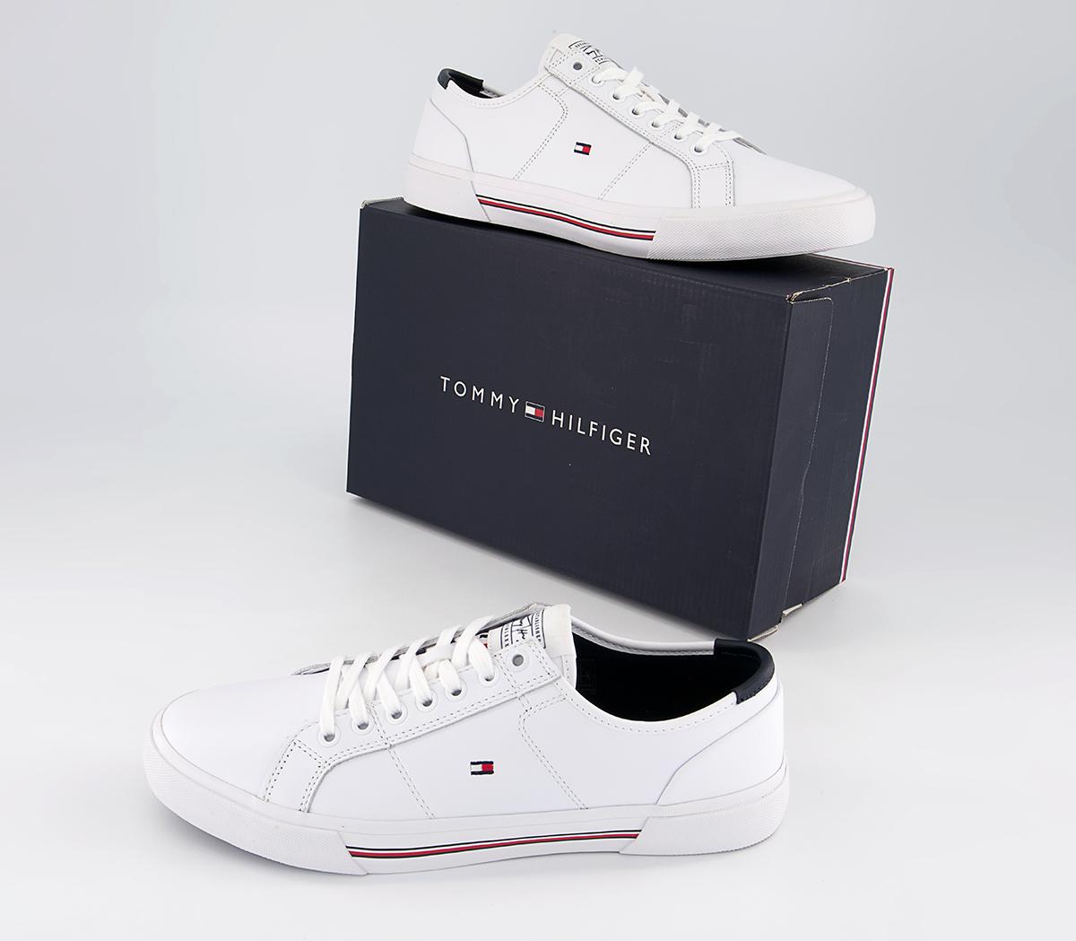 Tommy Hilfiger Corporate Leather Vulc Trainers Tommy Hilfiger Corporate Leather Vulc Trainers White