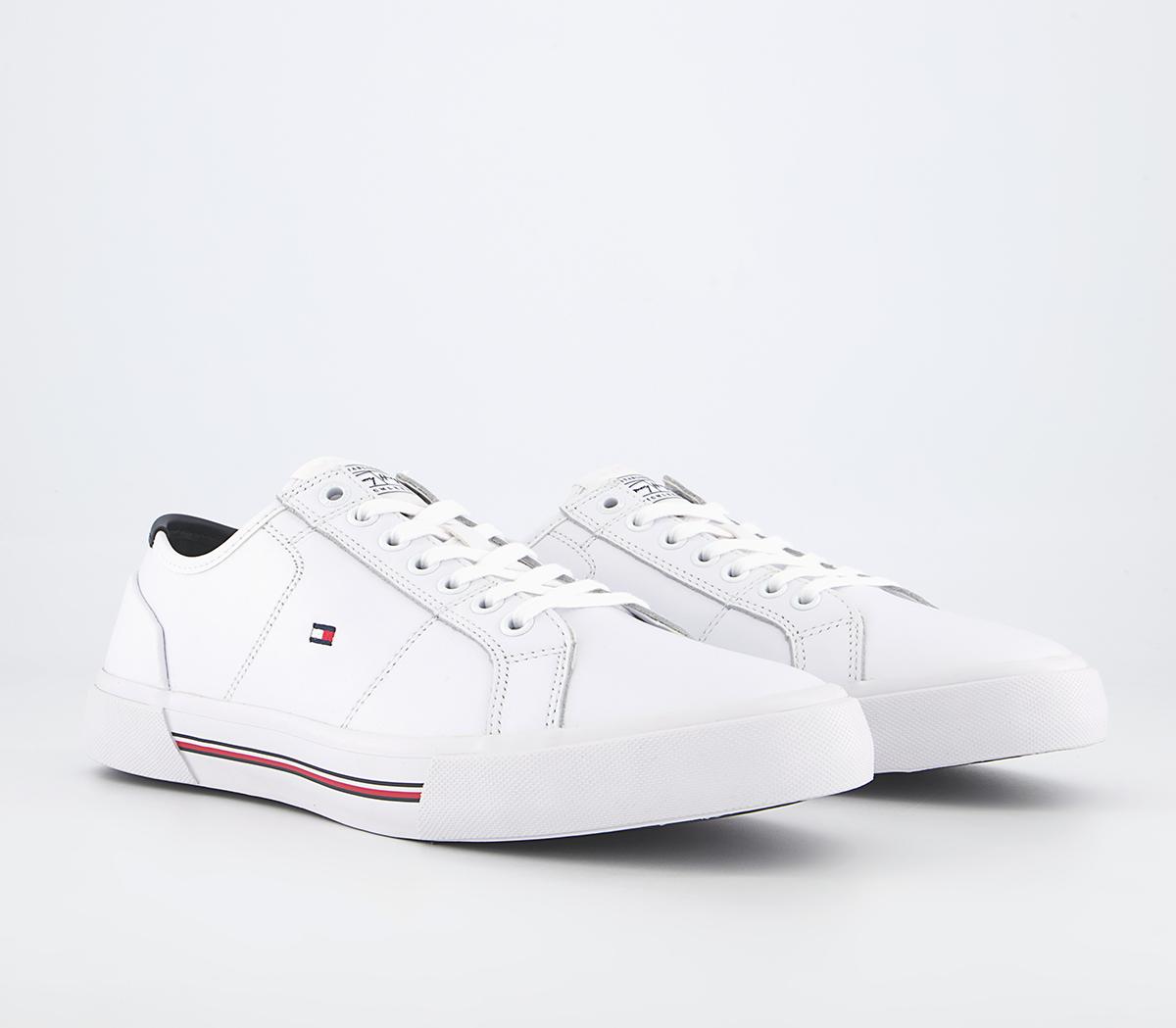 Tommy Hilfiger Corporate Leather Vulc Trainers Tommy Hilfiger Corporate Leather Vulc Trainers White