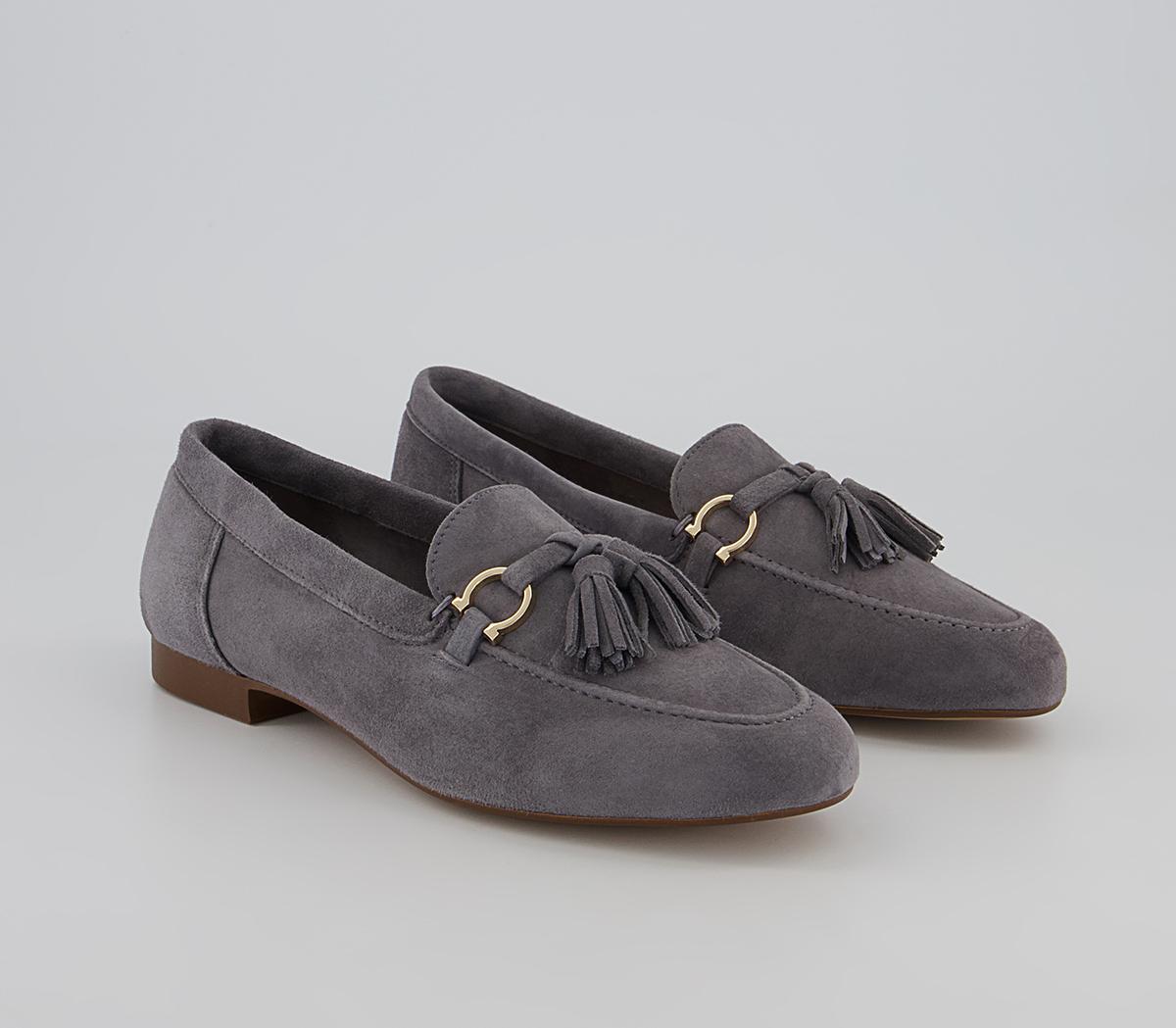 Office Flock Suede Tassle Loafers Office Flock Suede Tassle Loafers Grey Suede