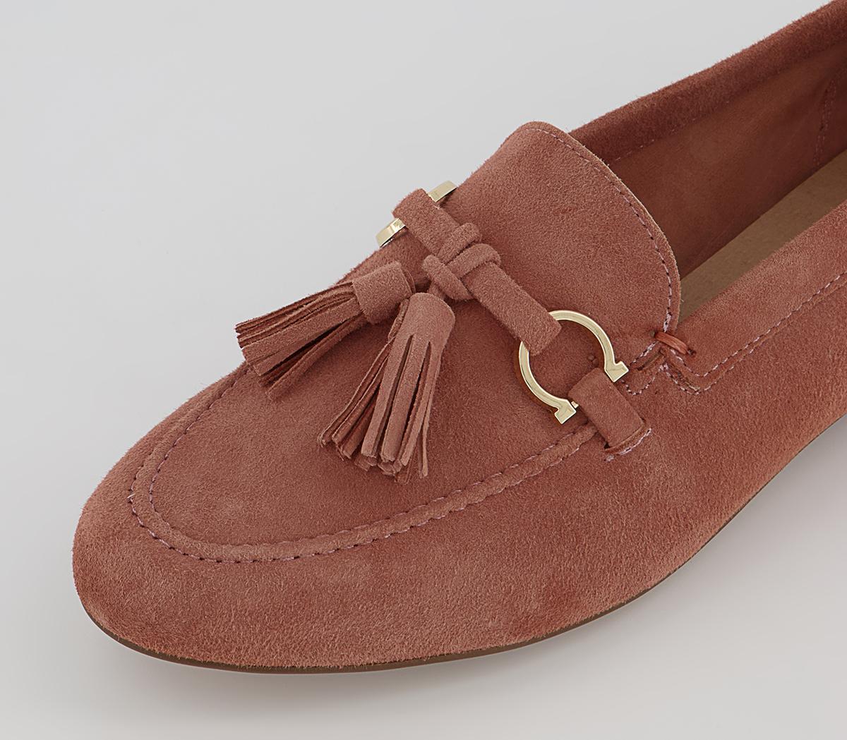 OFFICE Flock Suede Tassel Loafers OFFICE Flock Suede Tassel Loafers Pink Suede