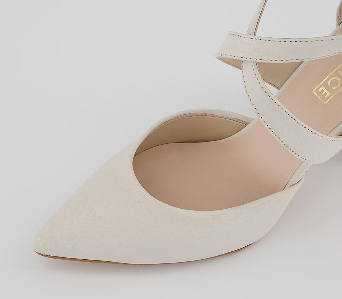 Office Marne Cross Strap Court Heels Office Marne Cross Strap Court Heels Cream Leather