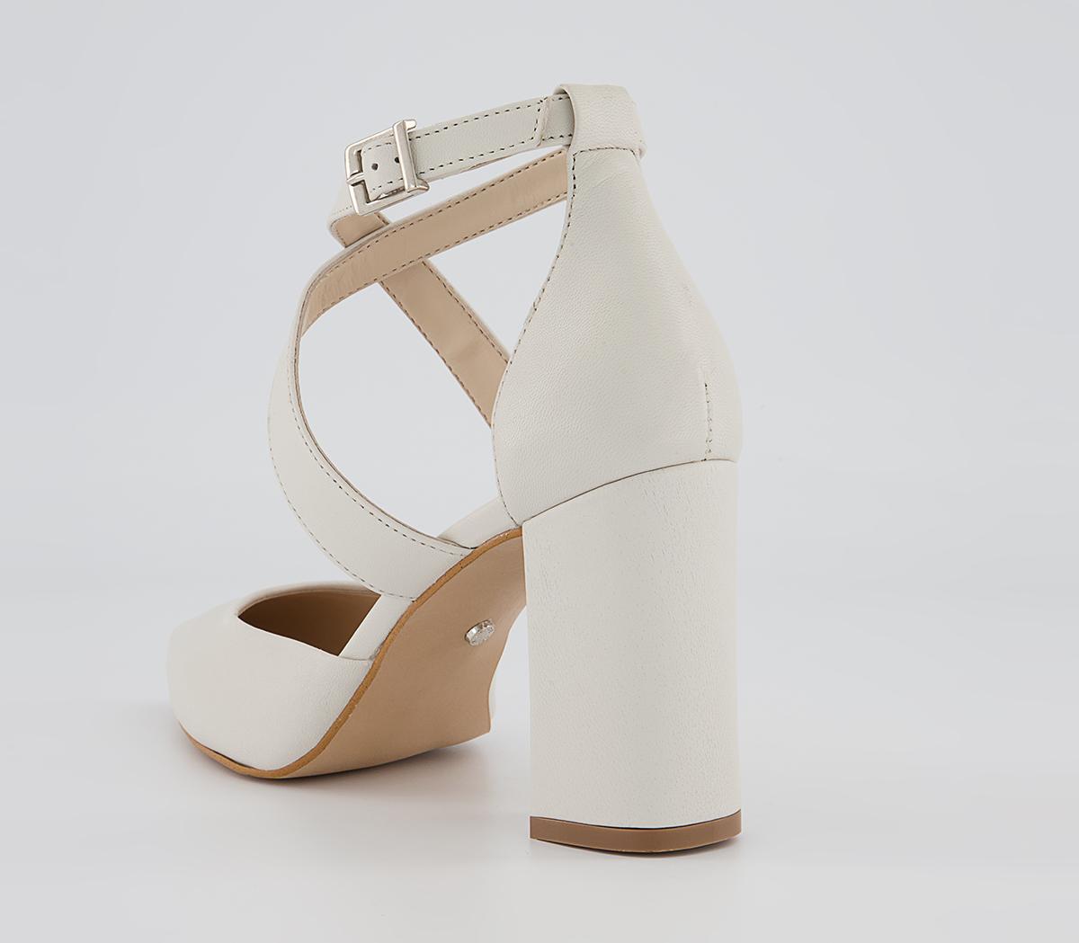Office Marne Cross Strap Court Heels Office Marne Cross Strap Court Heels Cream Leather